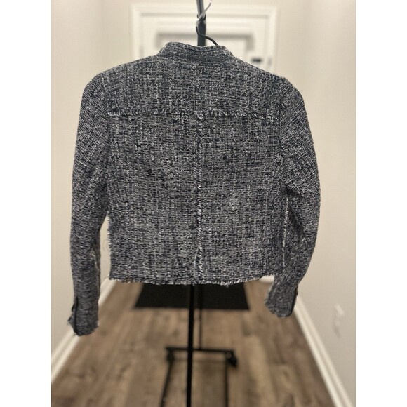 Banana Republic Navy & White Tweed Zip-Up Blazer Jacket – Size 00 - Picture 5 of 14